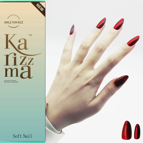 Burgundy Cat-Eye Medium Almond tip.120 pieces Press-On with 192 gels.