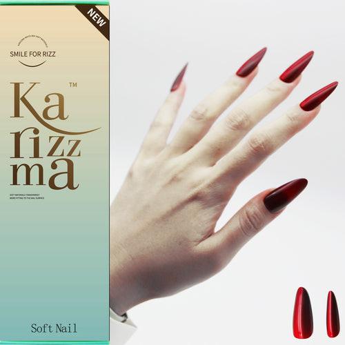 Burgundy Cat-Eye Long Almond tip.120 pieces Press-On with 192 gels.