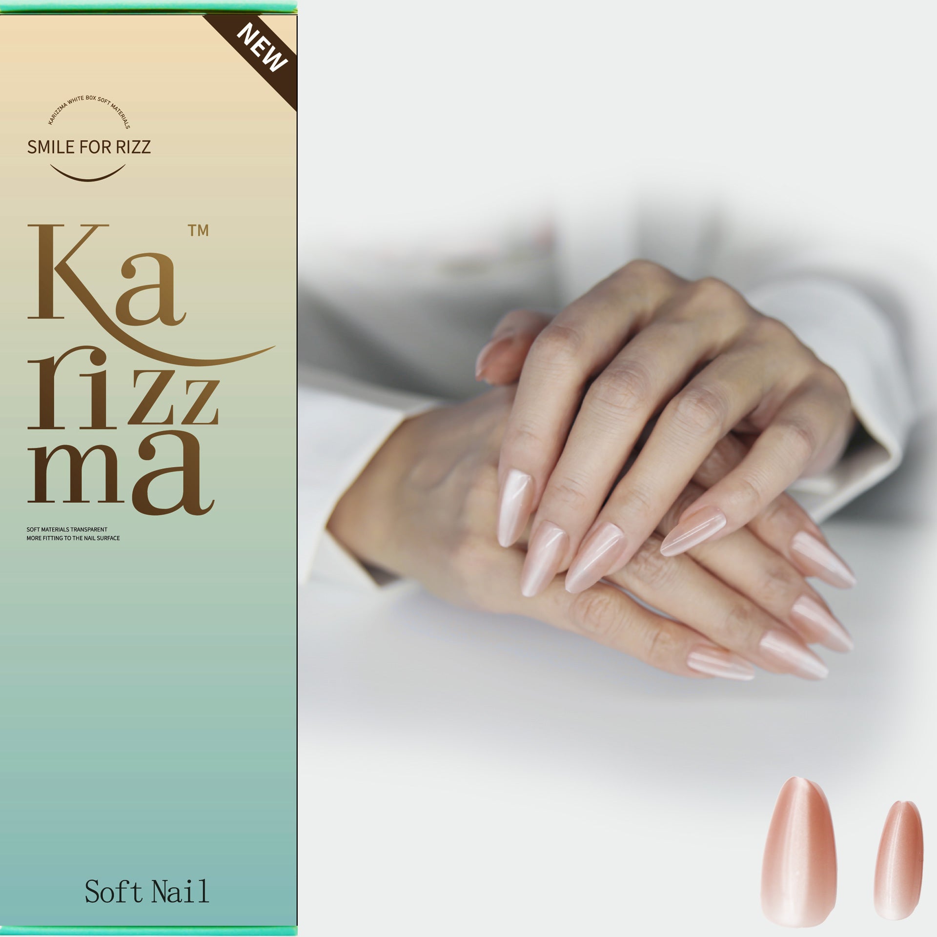Fair Skin Medium Almond tip.120 pieces Press-On with 192 gels.