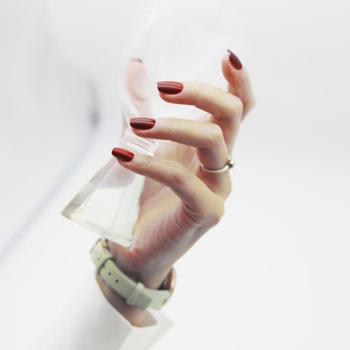 Burgundy Cat-Eye Medium Square tip.120 pieces Press-On with 192 gels.