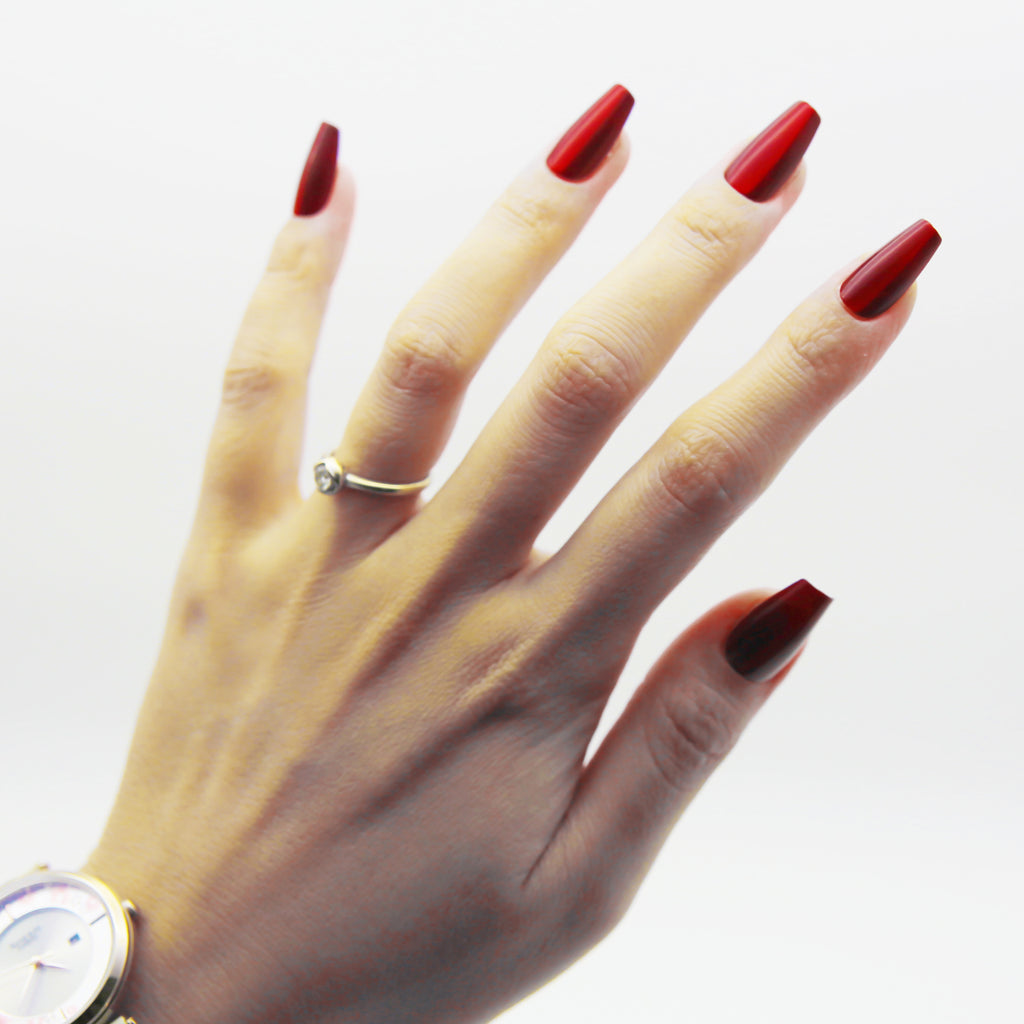 Burgundy Cat-Eye Medium Square tip.120 pieces  Press-Onwith 192 gels.