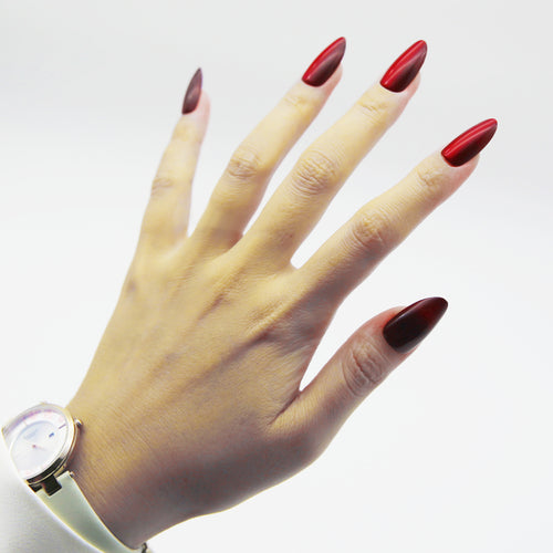Burgundy Cat-Eye Medium Almond tip.120 pieces Press-On with 192 gels.