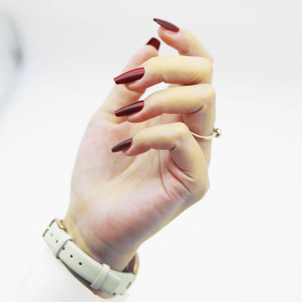 Burgundy Cat-Eye Medium Square tip.120 pieces  Press-Onwith 192 gels.