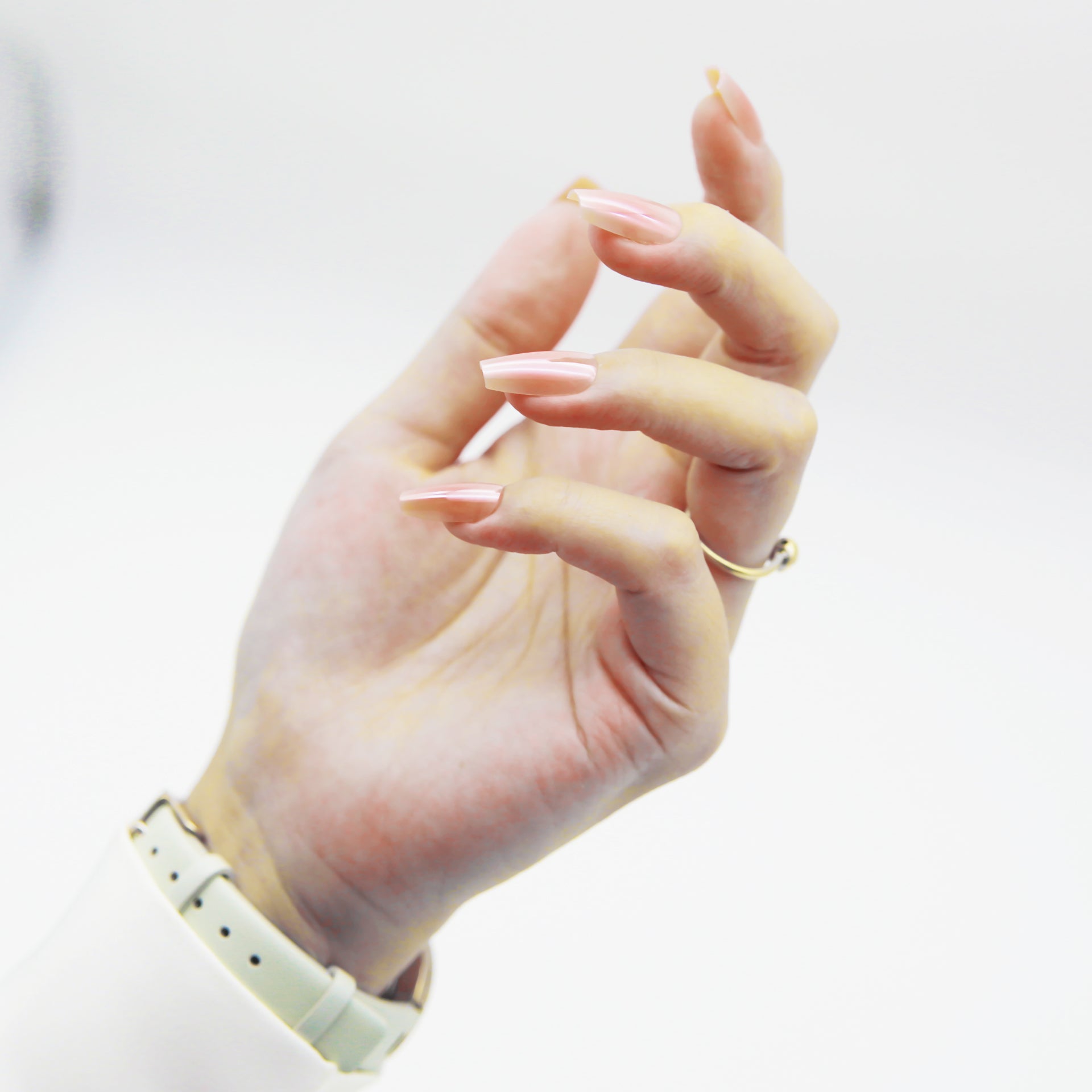 Dark Rose Natural Nude  Metallic Glow Medium Square tip.120 pieces Press-On with 192 gels.