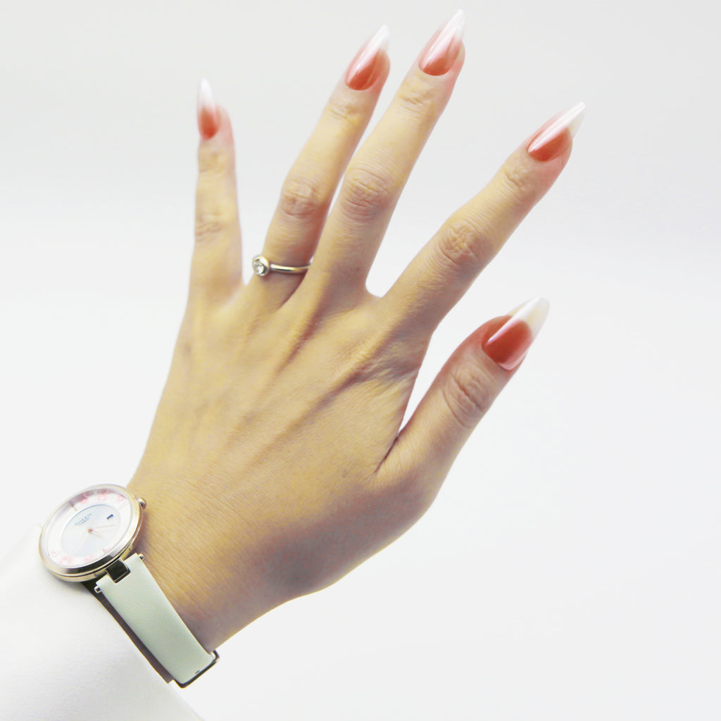 Nude Metallic Glow Long Almond tip.120 pieces Press-On with 192 gels.