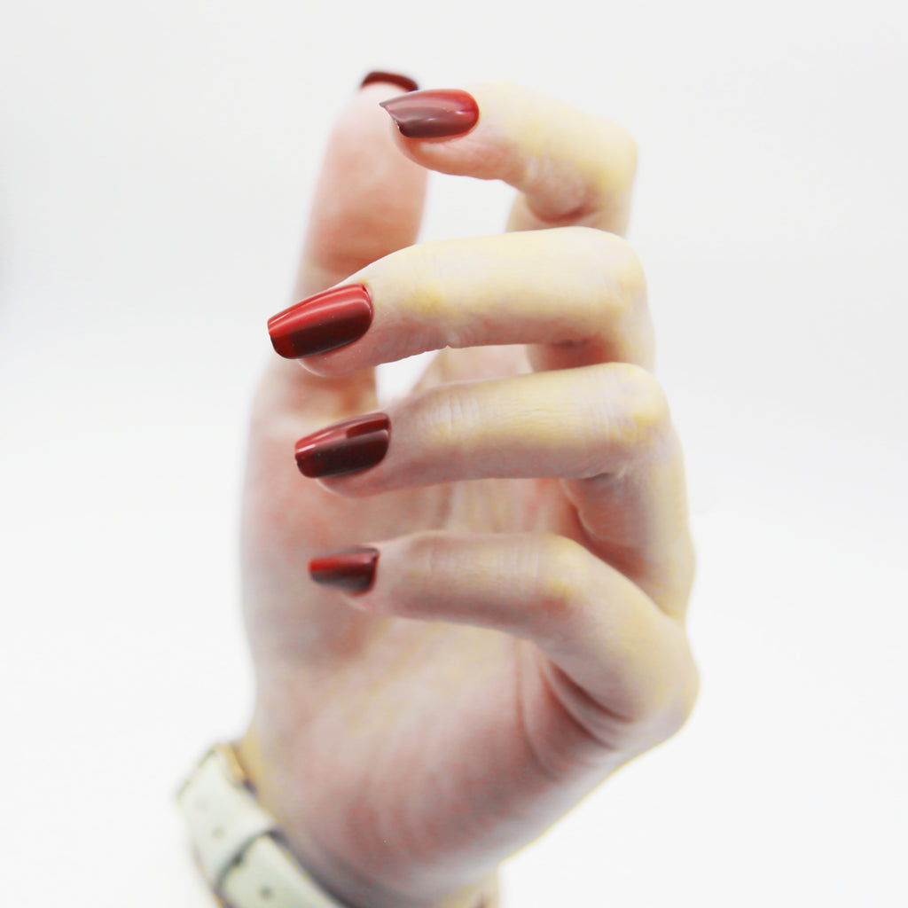 Burgundy Cat-Eye Medium Square tip.120 pieces Press-On with 192 gels.