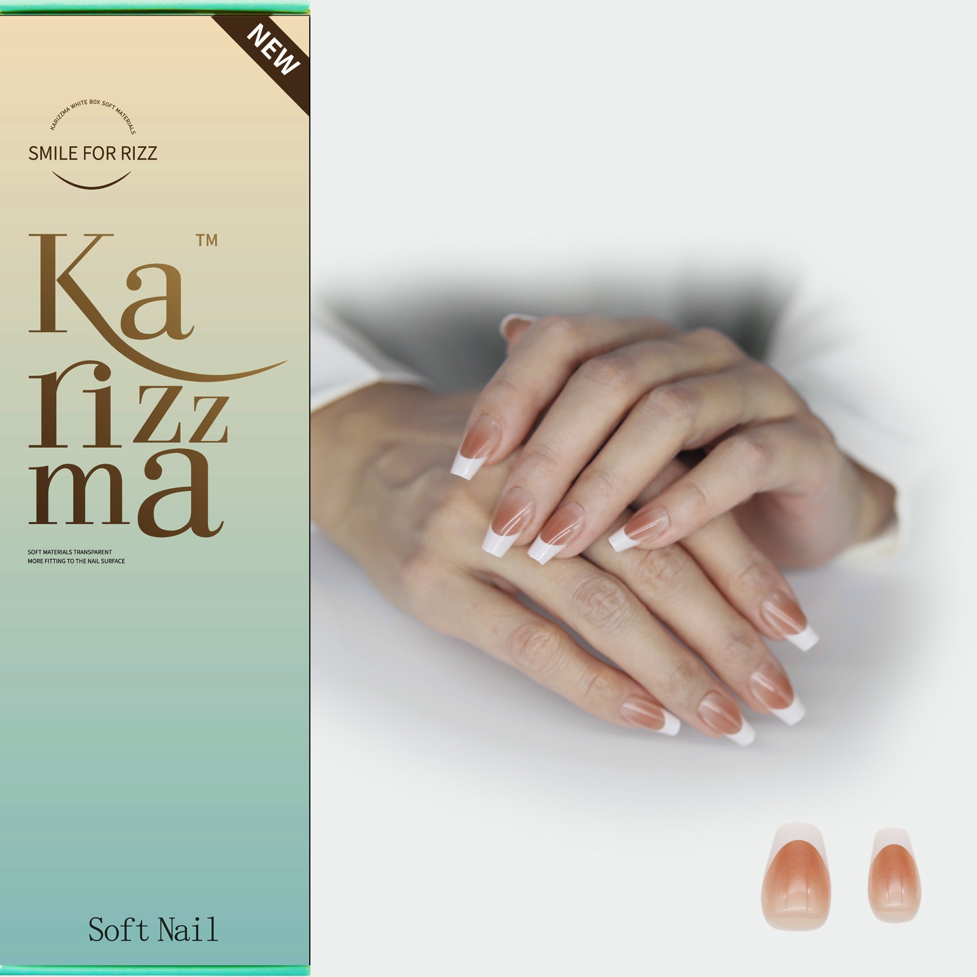 Natural French Nails Extra Soft Short Almond tip.120 pieces Press On with 192 gels.