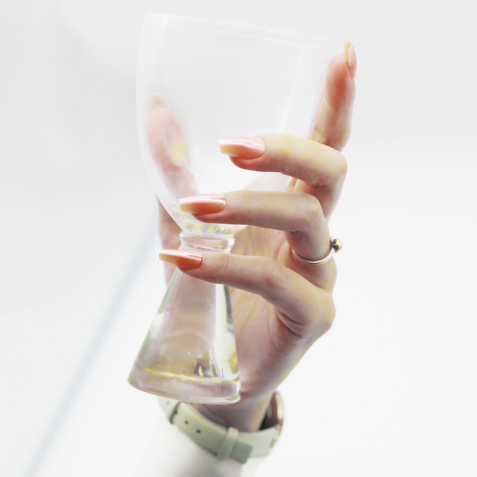 Dark Rose Natural Nude  Metallic Glow Medium Square tip.120 pieces Press-On with 192 gels.