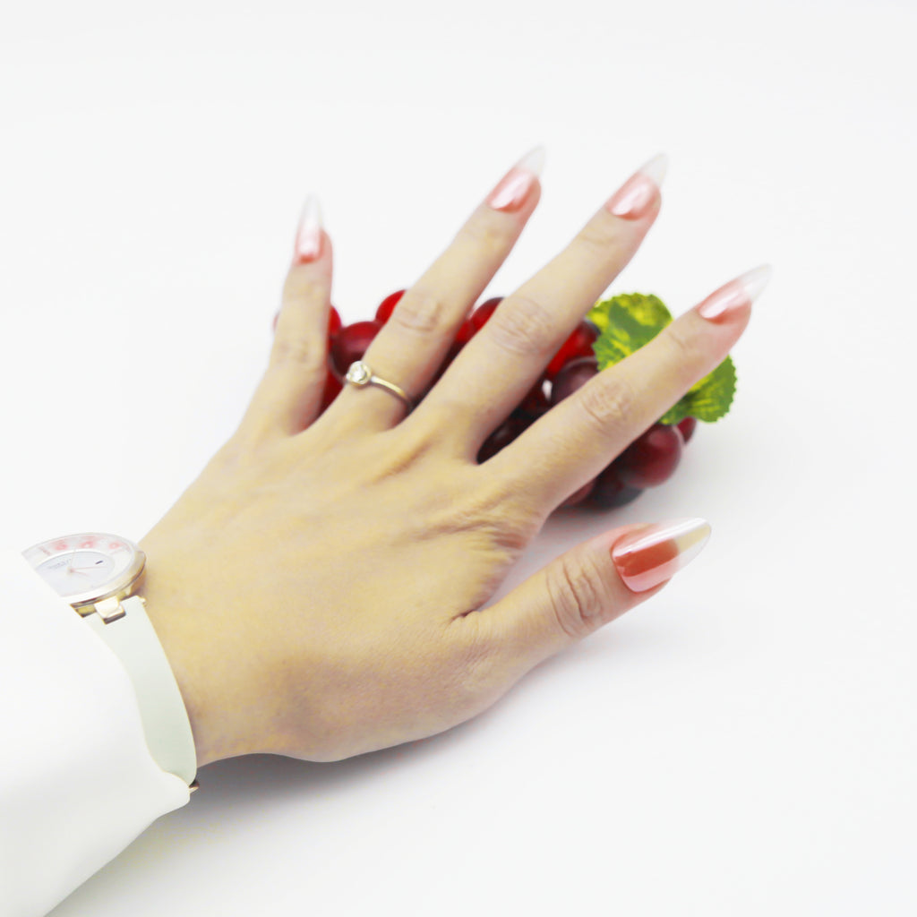 Nude Metallic Glow Long Almond tip.120 pieces Press-On with 192 gels.