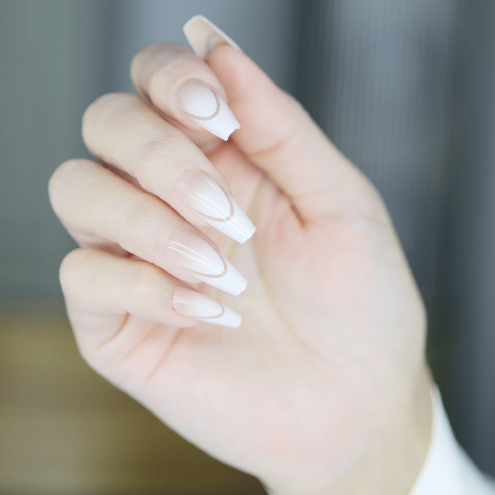 French nail 3d design long square tip.120 pieces press on with 192 gels.