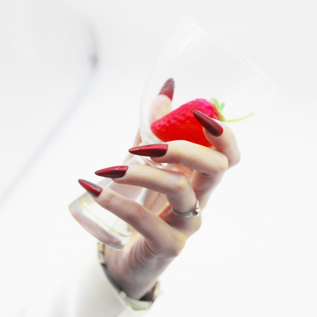 Burgundy Cat-Eye Long Almond tip.120 pieces Press-On with 192 gels.
