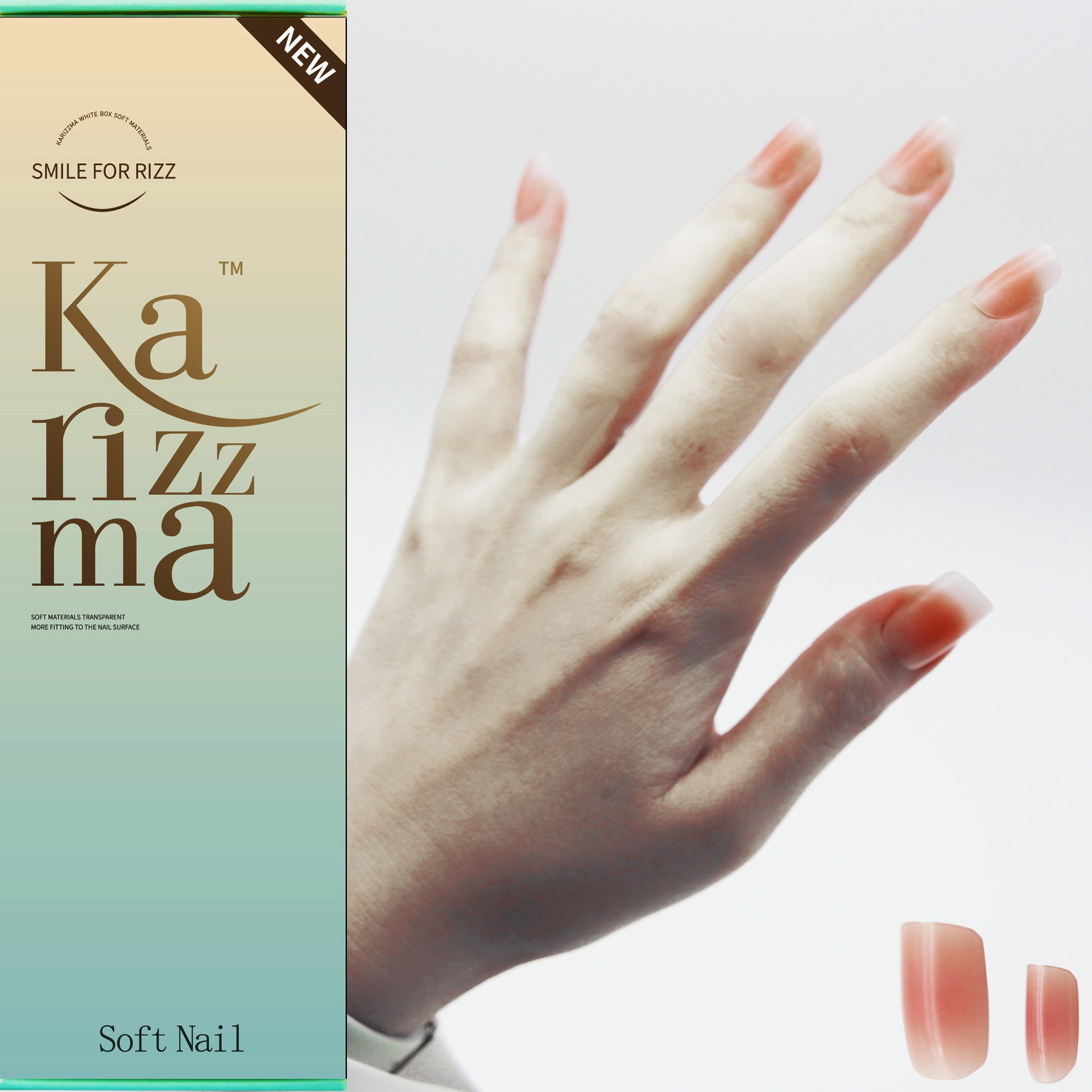 Rose Natural Nude Gradient Medium Coffin tip.120 pieces Press-On with  192 gels.