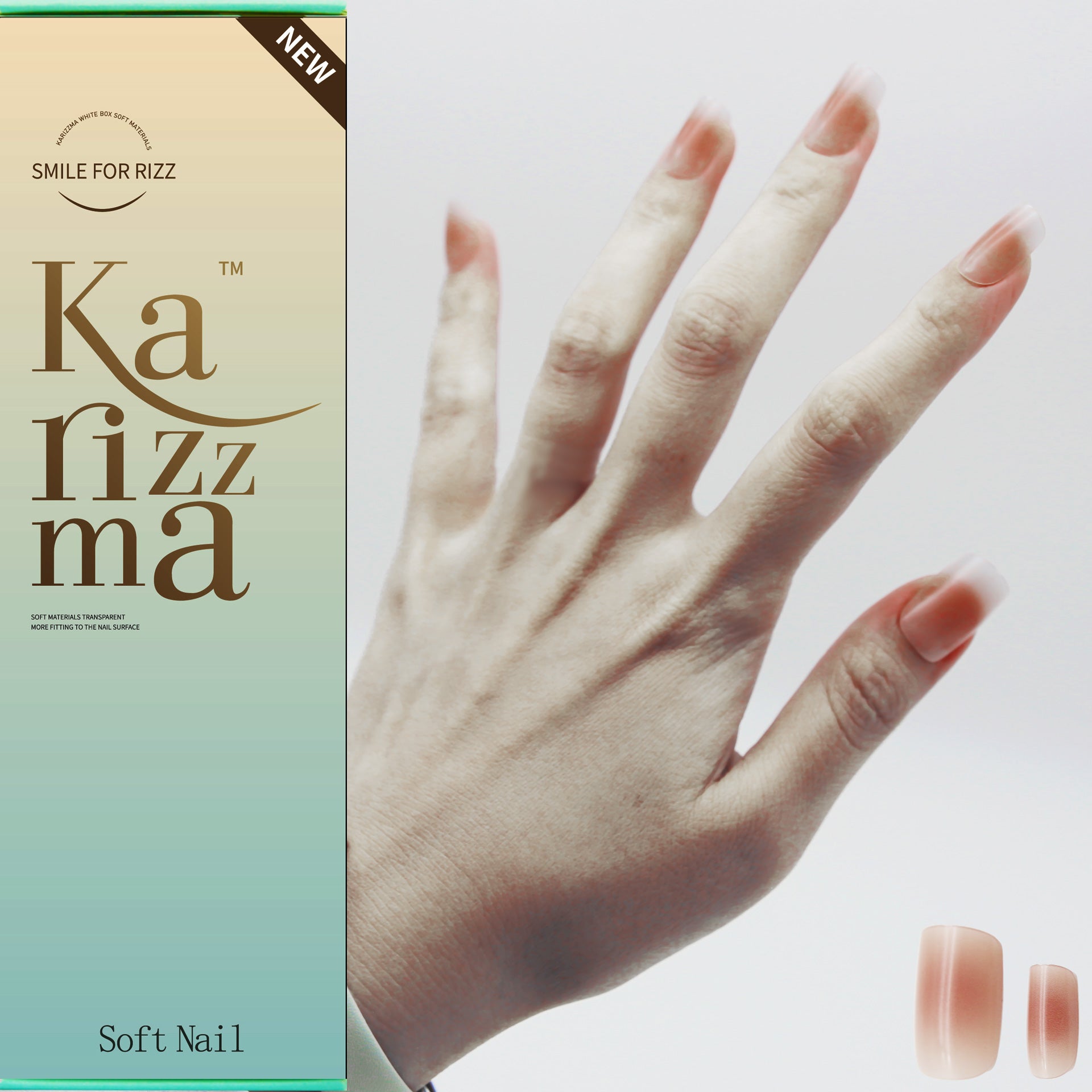 Natural Nude Gradient Medium Coffin tip.120 pieces Press-On with 192 gels.