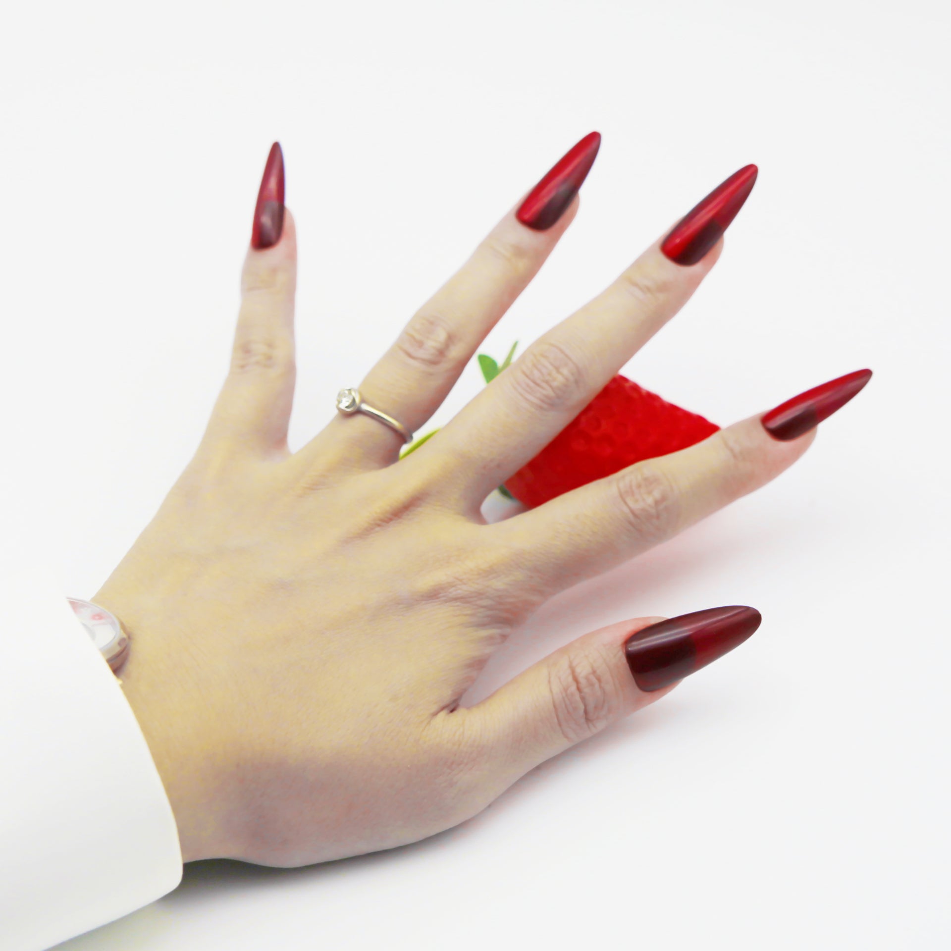 Burgundy Cat-Eye Long Almond tip.120 pieces Press-On with 192 gels.